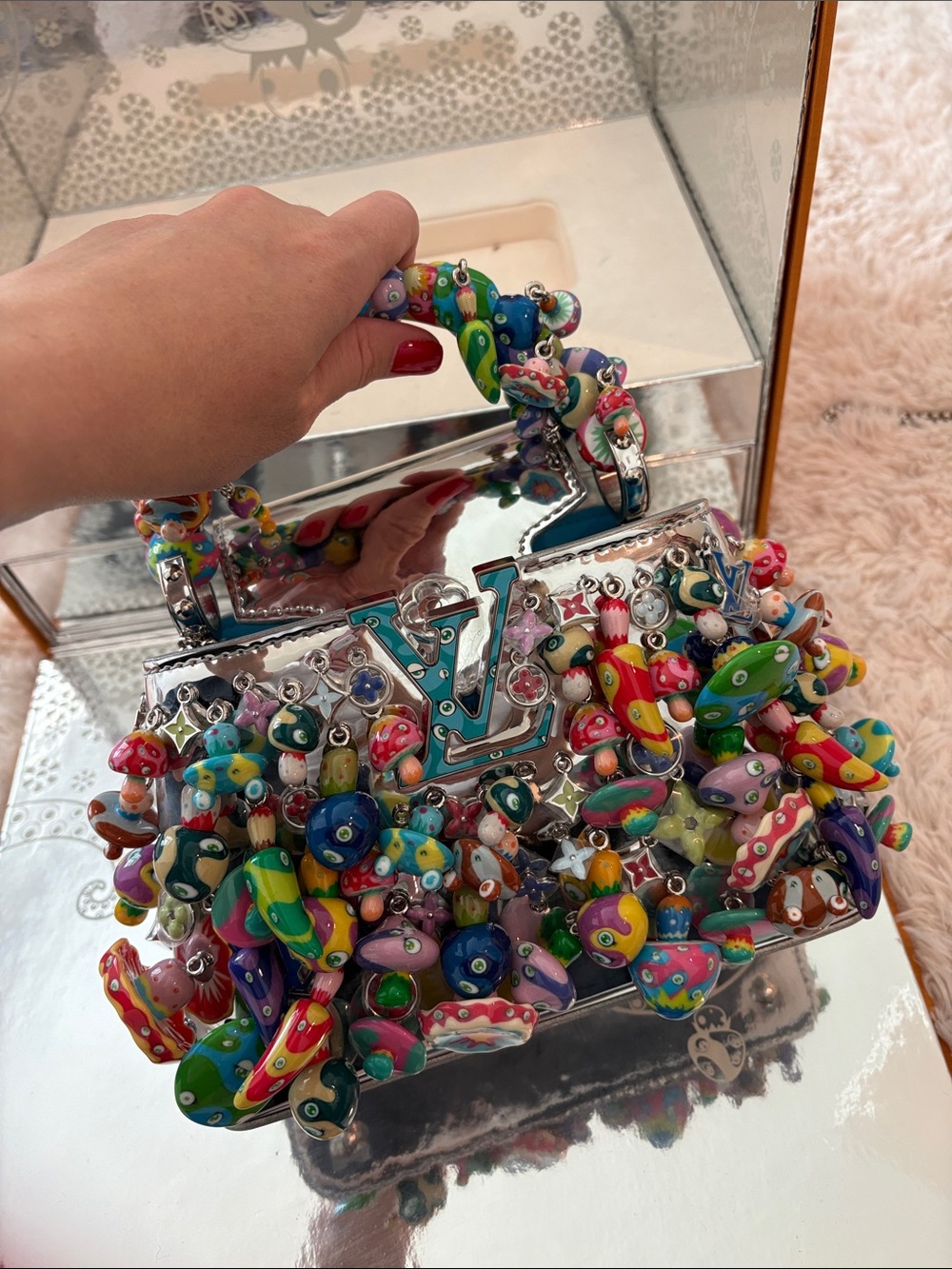 MAKE OFFER Louis Vuitton RARE Takashi Murakami mini mushroom capucines - Picture 9 of 9